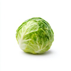 Obraz premium Fresh Green Cabbage on White Background, Ideal for Healthy Cooking and Vegetarian Diets, Wholesome Food Ingredient