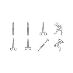 Naklejka premium Surgical Instrument Icons Set