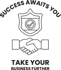 Fototapeta premium A white background with a black and white image of two hands shaking