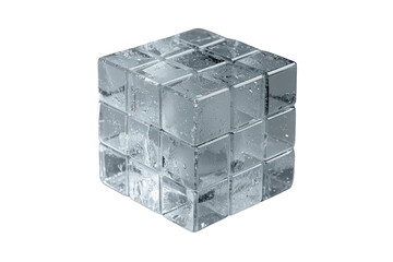 Ice cube puzzle structure, cool refreshing beverage element, chilling frozen water geometric shape design