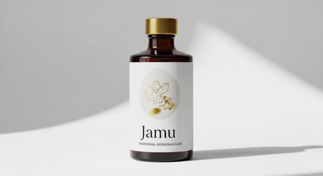 bottle of jamu on black background