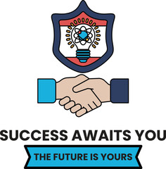 Fototapeta premium A black and white image of two hands shaking with the words 