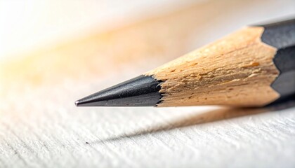 A detailed close up of a sharp wooden pencil and a pink eraser resting on a clean surface