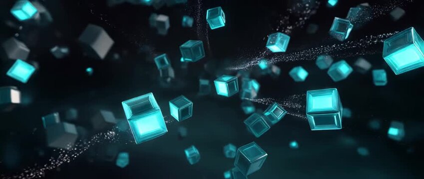 Futuristic digital blocks representing blockchain technology