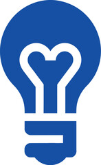 Obraz premium An illustration of a blue lightbulb with a heart-shaped filament indoors from above view