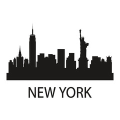 Fototapeta premium New york city skyline silhouette with statue of liberty illustration