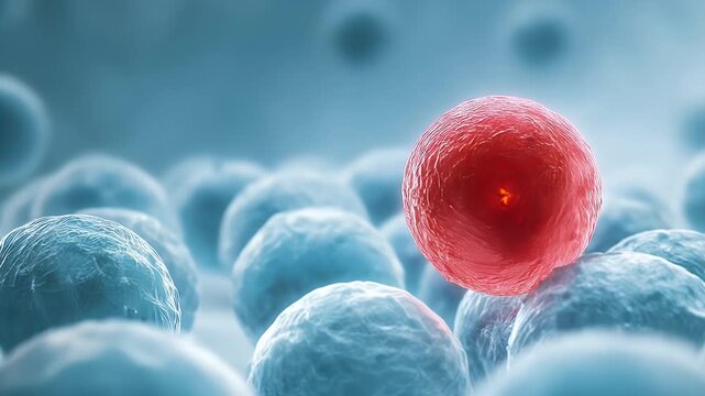 Abnormal red cell among healthy blue cells