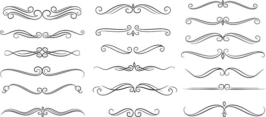Collection of ornate swirling line designs and decorative borders for artistic and creative projects © Rina
