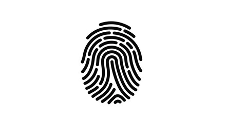 A stark black fingerprint design stands out against a white background presenting a unique graphic impression silhouette high quality © Pvect02