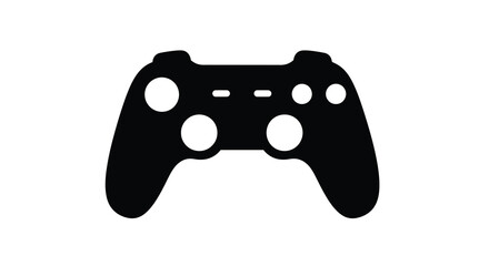 A stark black silhouette of a modern video game controller displaying typical button and joystick layouts silhouette high quality © Pvect02