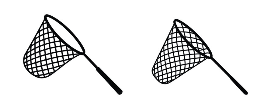 Butterfly net for catching bugs and insects line art vector icon for apps and websites. Butterfly nets for catching insects outdoors. 