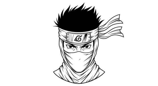 Illustration of a ninja with headband.
