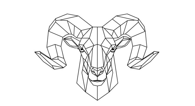 Low Poly Geometric Ram Head Illustration.