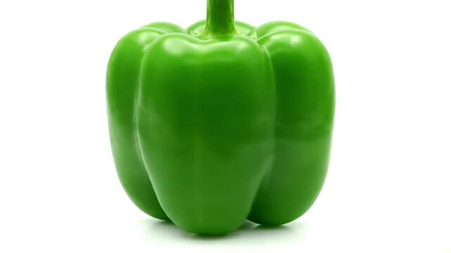 Fresh green bell pepper on white background.