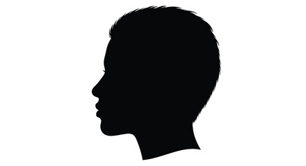 A striking black silhouette depicts the profile of a person s head and neck against a white background silhouette © Pvect02