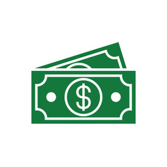 Green dollar bills stacked neatly with a clean minimalist design featuring a prominent dollar symbol in the center