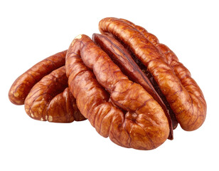 A close-up view of three smooth, elongated brown nut kernels