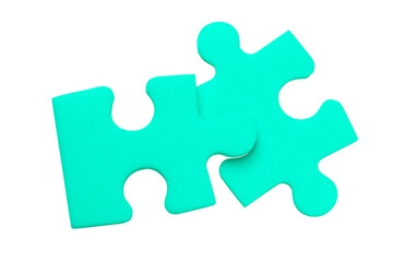 Two puzzle pieces isolated on transparent background