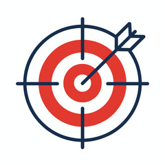 Arrow precisely hitting the center of a target with a bold red and white concentric design against a clean background