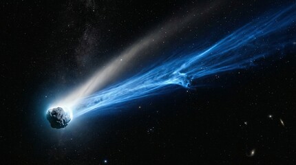 Majestic Comet Streak Across the Starry Sky Illuminating Space and Celestial Wonders