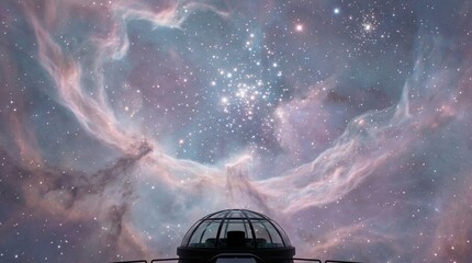 Observatory Dome Captures Stunning Nebulous Celestial Cosmos with Infinite Stars and Mesmerizing Cosmic Swirls