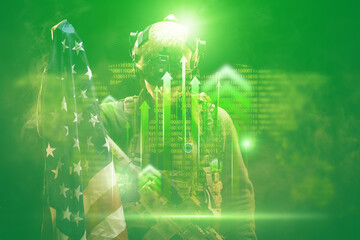 Obraz premium Conflict between Iran and USA with focus on oil crisis and military action