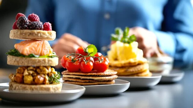 Nutrition guiding life development, defocused meal planning background, aligning dietary habits with health goals, ensuring strength cognitive sharpness sustained wellbeing, with
