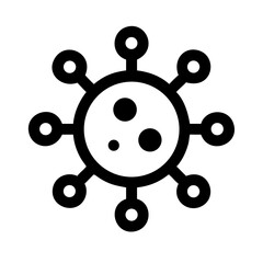 Black and white illustration of a stylized virus or microscopic organism with spikes isolated on white background, Vector