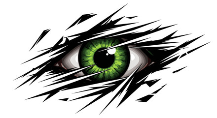 Green Eye with Black Pupil Illustration.