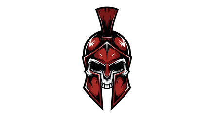 Red Spartan Helmet with Skull Design.