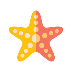 Colorful starfish with yellow and pink polka dots isolated on a white background showcasing vibrant marine inspired design