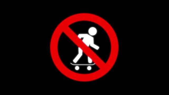 no skateboarding prohibition sign vector icon,background 4k video.