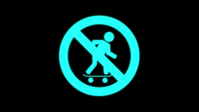 no skateboarding prohibition sign vector icon,background 4k video.