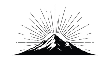 Mountain range with radiating lines forming a striking graphic silhouette © momotaj