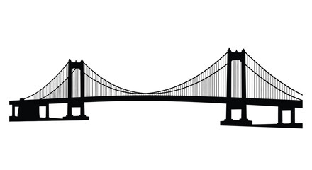 Obraz premium Dramatic black outline of a suspension bridge minimalist silhouette