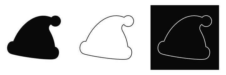 Fototapeta premium Set of modern santa hat illustrations in black and white