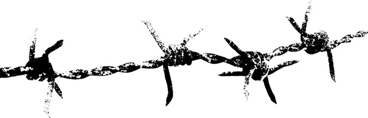 Naklejka premium Abstract grunge silhouette of wire barbs in stencil style design for decoration