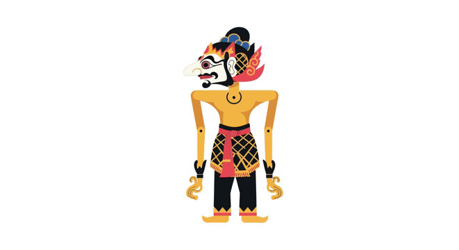 Gatotkaca Indonesian Wayang Kulit Character Vector Illustration