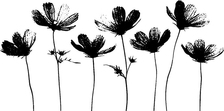 Wildflower petal silhouette in high contrast stencil style for artistic design