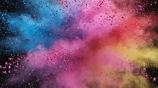 Colorful Powder Explosion on Black Background.