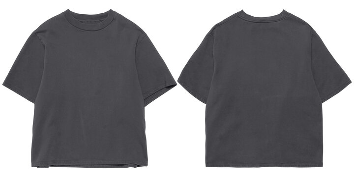 Boxy oversized dark grey t-shirt mockup bundle, front and back view, t-shirt mock up for clothing, apparel, fashion, etc.