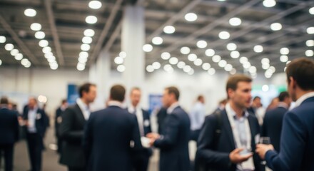 Fototapeta premium Professionals networking at a conference or trade show event.