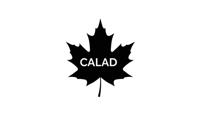 Black Maple Leaf with "CALAD" Text - Canadian Symbol