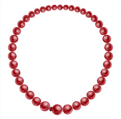 Obraz premium A string of red beads arranged in a circular pattern on a white background