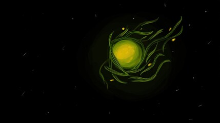 Fototapeta premium A luminous vegetable floating in cosmic space, radiating vitality and life energy.