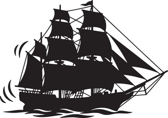 Sailing ship with full sails on water © GraphicGrove