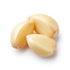 Fresh Natural Garlic Cloves Isolated on White Background Perfect for Culinary or Health Related Uses and Photography