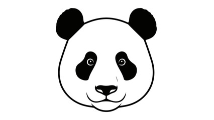Obraz premium Cute Panda Face Illustration, Black and White Line Art, Adorable Cartoon Animal