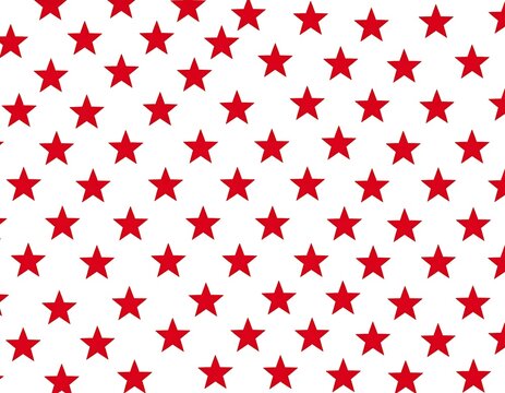 Red star shapes scattered randomly across a stark white background, repeating pattern