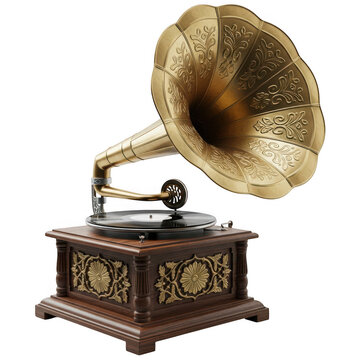 A vintage gramophone on a white background